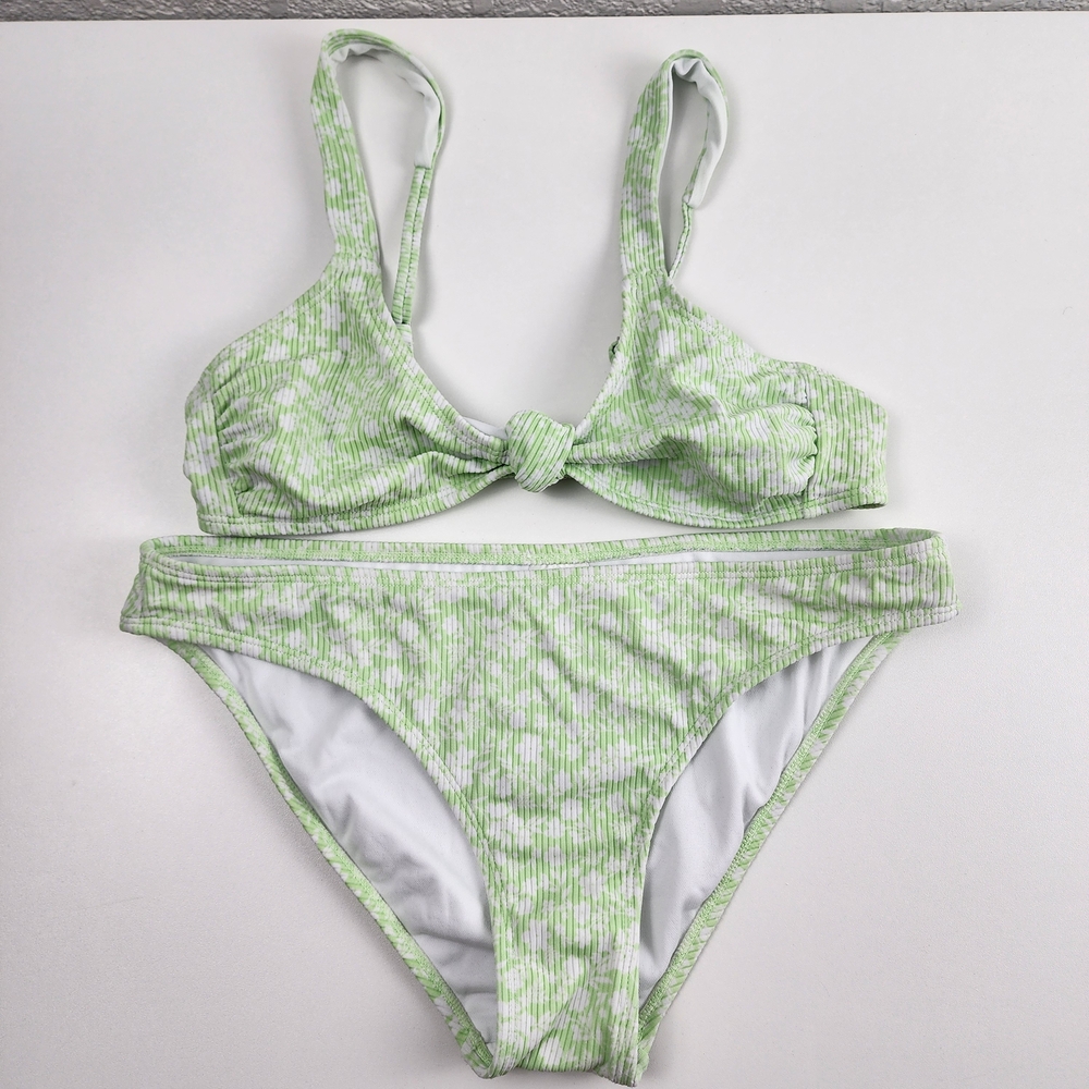 Xhilaration Light Green & White Bikini Set - Size L